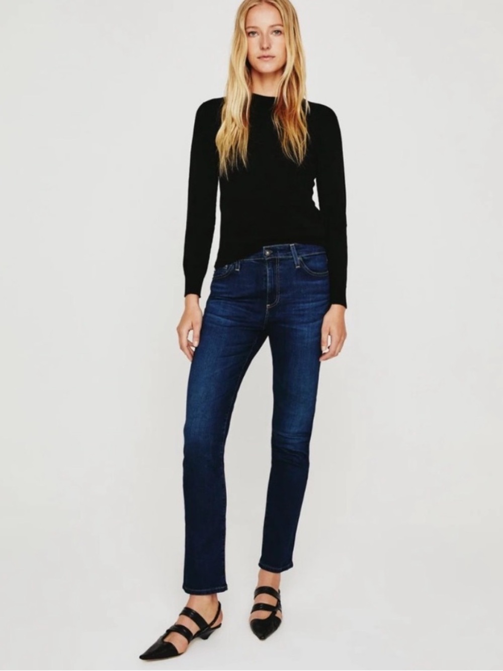 BOGO! AG Jeans Mari High Rise Slim Straight Jeans Dark Wash Size 26 - Picture 3 of 10